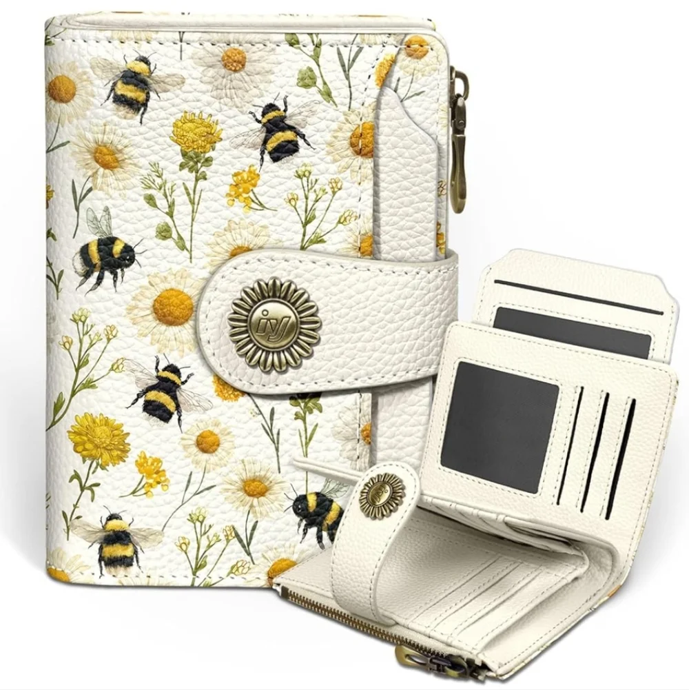 Floral Bee Print Wallet